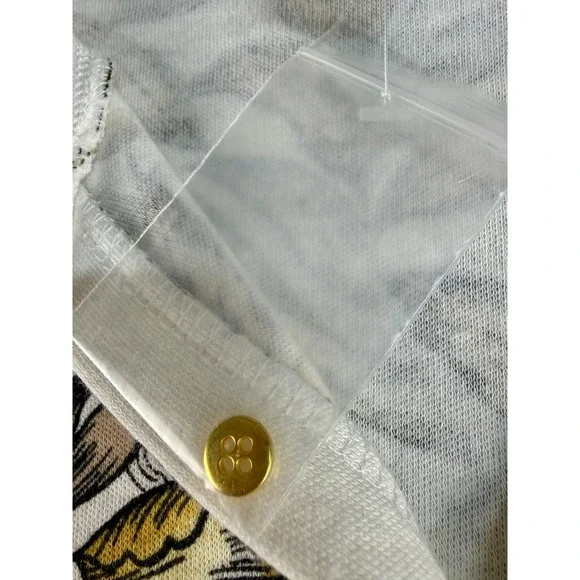 Karen Scott Womens Yellow Floral Henley Long Sleeve Top Size M Gold Buttons NEW - Picture 9 of 12